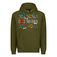 Army Green dog mama dog mama dog mama Premium Hoodie - texasbilliewilder