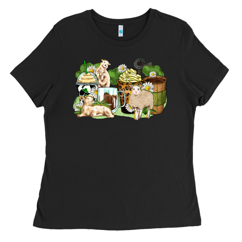 Sheep Coffee Cups Ladies Tee by Zillion Design Studio | Teevron