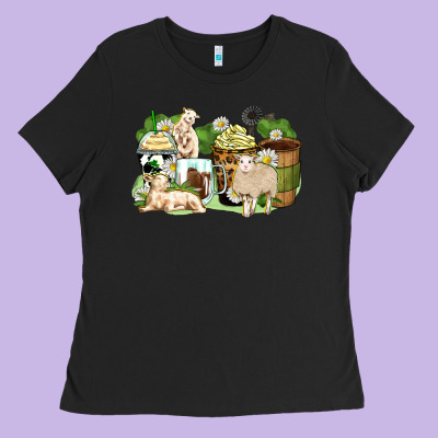 Sheep Coffee Cups Ladies Tee Designed By Zillion Design Studio