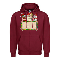 Burgundy santa reindeer snowman preview and costom name Zipper Hoodie - MaliasSmallBusiness