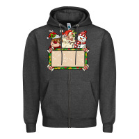 Charcoal Heather santa reindeer snowman preview and costom name Zipper Hoodie - MaliasSmallBusiness