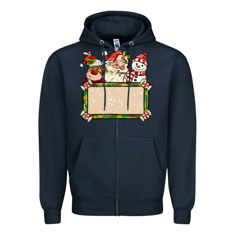 Santa Reindeer Snowman Preview And Costom Name Zipper Hoodie by MaliasSmallBusiness | Teevron