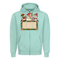 Seafoam santa reindeer snowman preview and costom name Zipper Hoodie - MaliasSmallBusiness