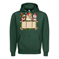 Sports Green santa reindeer snowman preview and costom name Zipper Hoodie - MaliasSmallBusiness