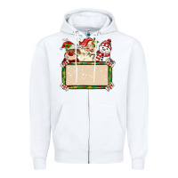 White santa reindeer snowman preview and costom name Zipper Hoodie - MaliasSmallBusiness