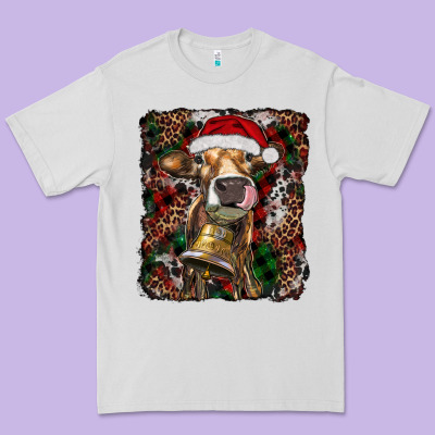 Christmas Heifer With Leoard And Cowhide Premium Tee Designed By Ranaportraitstore