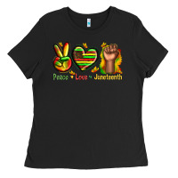 Black peace love juneteenth Ladies Tee - texasbilliewilder