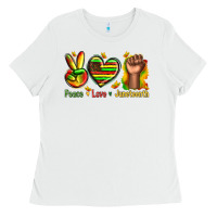White peace love juneteenth Ladies Tee - texasbilliewilder