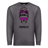 Charcoal Heather Purple Glitter, Leopard Patterned Mom Skull Premium Sweatshirt - Bettercallsaul