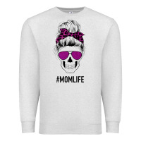 Oatmeal Heather Purple Glitter, Leopard Patterned Mom Skull Premium Sweatshirt - Bettercallsaul