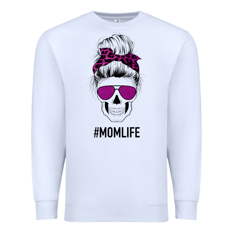 Purple Glitter, Leopard Patterned Mom Skull Premium Sweatshirt by Bettercallsaul | Teevron