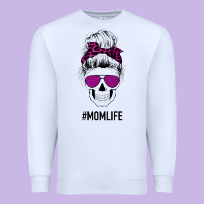 Purple Glitter, Leopard Patterned Mom Skull Premium Sweatshirt Designed By Bettercallsaul