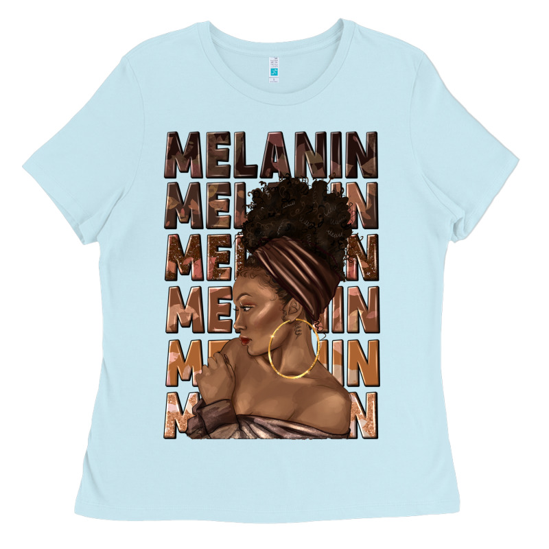 Melanin Melanin Melanin With Afro Girl Ladies Tee by texasbilliewilder | Teevron