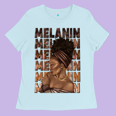 Ladies Tee melanin melanin melanin with afro girl