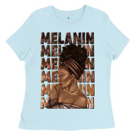 Baby Blue melanin melanin melanin with afro girl Ladies Tee - texasbilliewilder