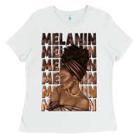 White melanin melanin melanin with afro girl Ladies Tee - texasbilliewilder