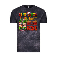 Cloud Black dear santa just bring wine Vintage Tee - AdoDesignShop