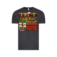 Vintage Black dear santa just bring wine Vintage Tee - AdoDesignShop