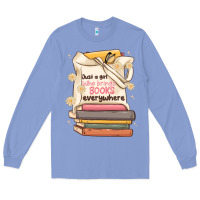 Colony Blue just a girl who brings books everywhere Long Sleeve Tee - MaliasSmallBusiness