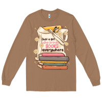 Toasted Coconut just a girl who brings books everywhere Long Sleeve Tee - MaliasSmallBusiness