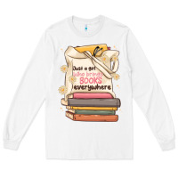 White just a girl who brings books everywhere Long Sleeve Tee - MaliasSmallBusiness
