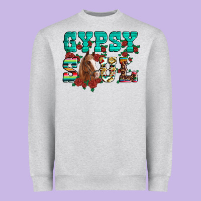 Western Gypsy Soul Horse Roses Serape Aztec Leopard Heavyweight Sweatshirt Designed By Artiststas