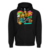 Black hello pre k Zipper Hoodie - NancyCooperArtShop