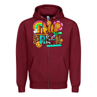 Burgundy hello pre k Zipper Hoodie - NancyCooperArtShop