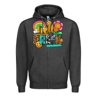 Charcoal Heather hello pre k Zipper Hoodie - NancyCooperArtShop