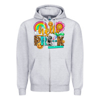 Heather Grey hello pre k Zipper Hoodie - NancyCooperArtShop