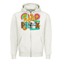 Oatmeal Heather hello pre k Zipper Hoodie - NancyCooperArtShop