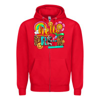 Red hello pre k Zipper Hoodie - NancyCooperArtShop