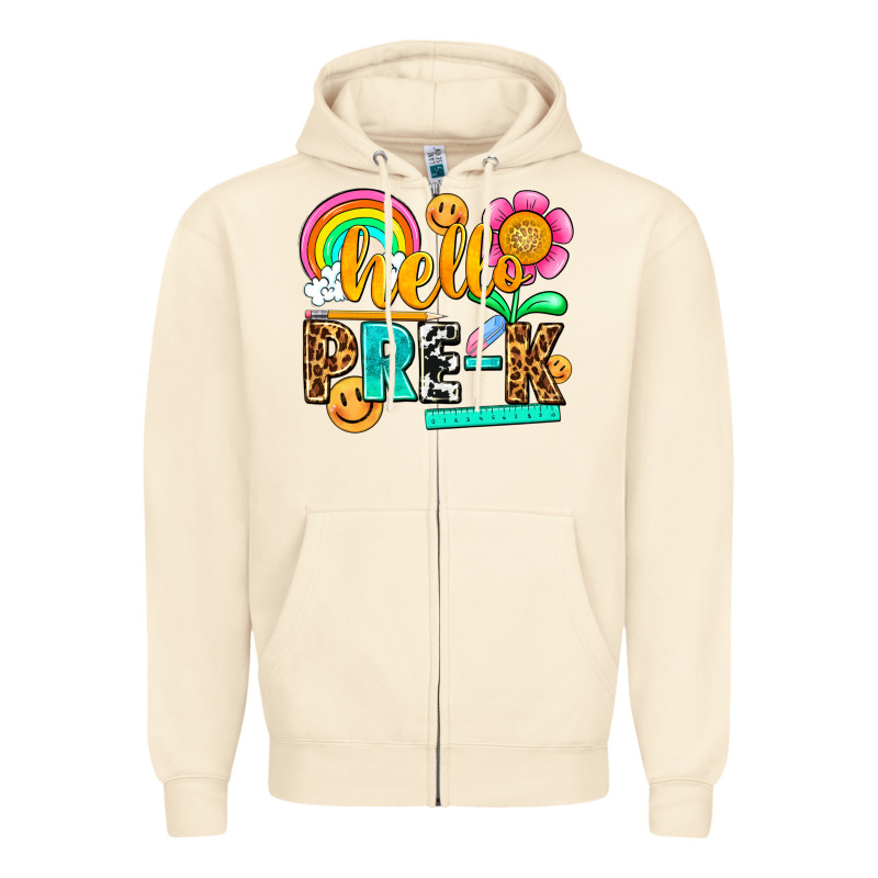 Hello Pre K Zipper Hoodie by NancyCooperArtShop | Teevron