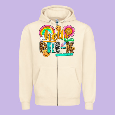 Hello Pre K Zipper Hoodie Designed By Nancycooperartshop