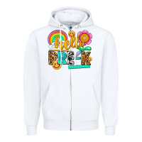 White hello pre k Zipper Hoodie - NancyCooperArtShop