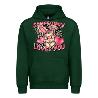 Forest Green Somebunny loves you Easter Day Urban Hoodie - CowGirlArtShop