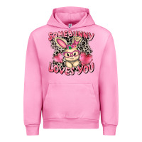 Fuchsia Pink Somebunny loves you Easter Day Urban Hoodie - CowGirlArtShop