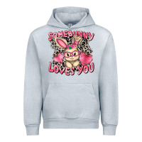 Heather Grey Somebunny loves you Easter Day Urban Hoodie - CowGirlArtShop