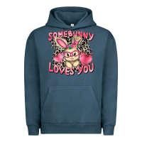 Pigment Midnight Navy Somebunny loves you Easter Day Urban Hoodie - CowGirlArtShop