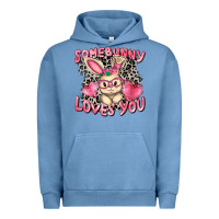 Pigment Pebble Blue Somebunny loves you Easter Day Urban Hoodie - CowGirlArtShop