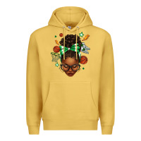 Antique Gold Afro Messy Bun Basketball Green Bow Premium Hoodie - texasbilliewilder