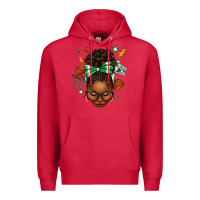 Cardinal Afro Messy Bun Basketball Green Bow Premium Hoodie - texasbilliewilder