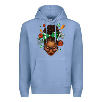 Colony Blue Afro Messy Bun Basketball Green Bow Premium Hoodie - texasbilliewilder