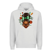 Dove Grey Afro Messy Bun Basketball Green Bow Premium Hoodie - texasbilliewilder