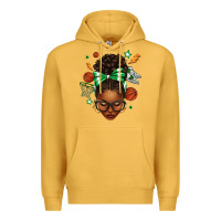Mustard Afro Messy Bun Basketball Green Bow Premium Hoodie - texasbilliewilder