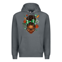 Rock Afro Messy Bun Basketball Green Bow Premium Hoodie - texasbilliewilder