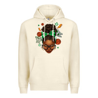 Sandshell Afro Messy Bun Basketball Green Bow Premium Hoodie - texasbilliewilder