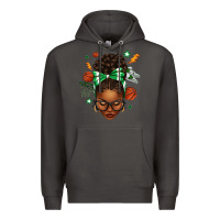 Smoke Afro Messy Bun Basketball Green Bow Premium Hoodie - texasbilliewilder