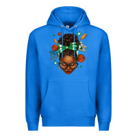 True Royal Afro Messy Bun Basketball Green Bow Premium Hoodie - texasbilliewilder