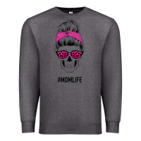 Charcoal Heather Pink Glitter, Leopard Pattern Mom Skull Premium Sweatshirt - Bettercallsaul